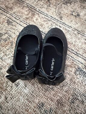 Carter's Black Glitter Bow Girls' Ballet Flats Size 7